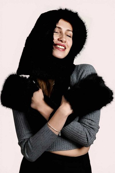 Trenderrs Women's Faux Fur Gloves Scarf Soft Plush Hat