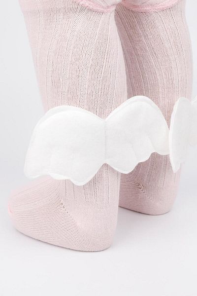 Le Mabelle Pink Wing Ribbed Girl's Pantyhose