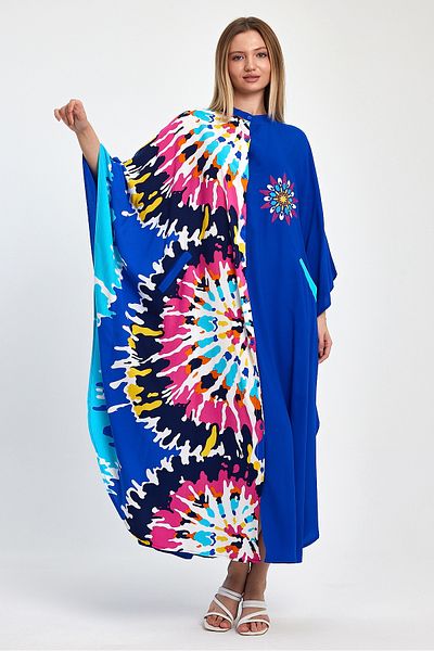 Denismoda Rochie cămașă cu buzunare cu broderie imprimată cu guler marime