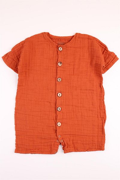 Mini Ropa Muslin Jumpsuit Organic Short Sleeve Summer Jumpsuit Tile