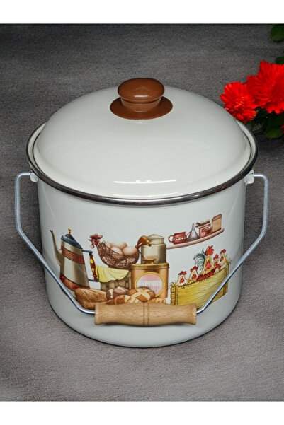emaye market Enameled Copper Yogurt Pot Pulses Storage Pot Potato Onion Bucket 28 cm 11 Liters