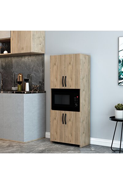 izcodesign 150 cm Kahverengi Mikrodalga ve Fırın Dolabı – Modern Çok Amaçlı Mutfak Dolabı