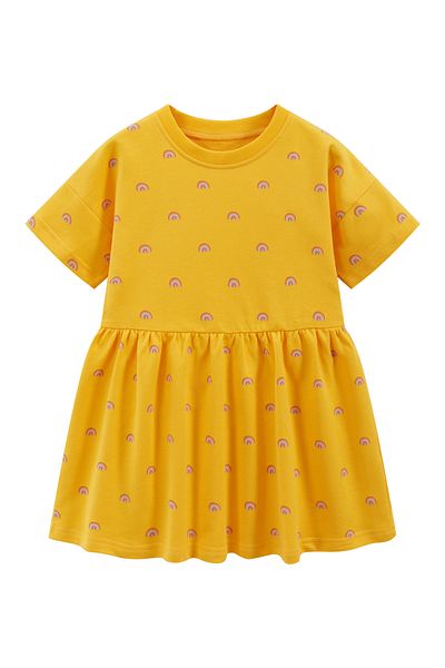 SAPS All Over Rainbow Print Dress - Yellow