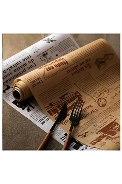 stilsenin34 ورق زيتي منقوش ذاتيًا |   ورق خبز بنمط صحيفة عتيقة بطول 5 أمتار