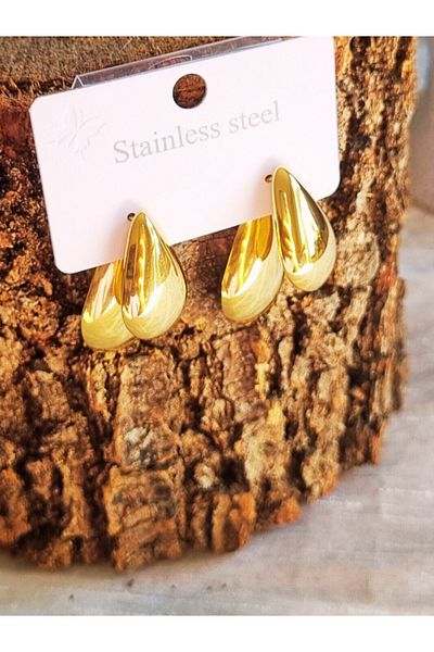 Brassito Women's Steel Earrings Drop Double Sided 316 L Sterling Gold Color