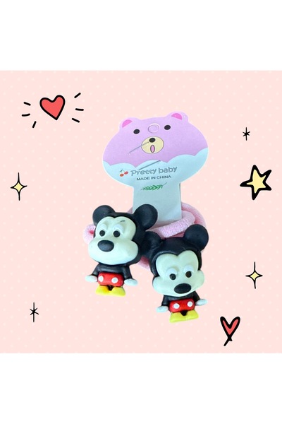 Takıtolia Cataramă elastică colorată pentru fete Mickey Mouse, set de 2 bucăți