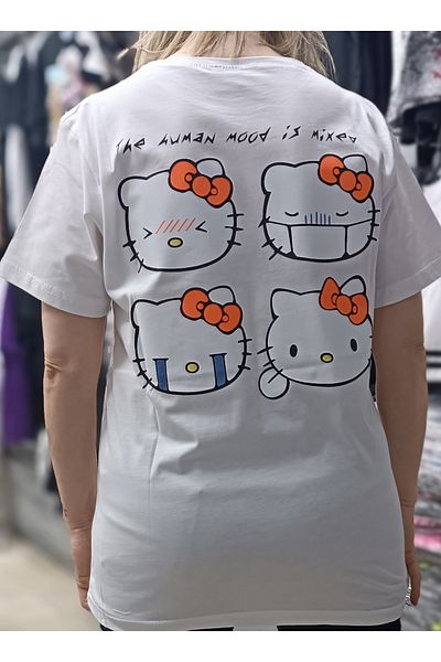 Köstebek Μπλουζάκι Hello Kitty Sick Emoji White (Unisex).