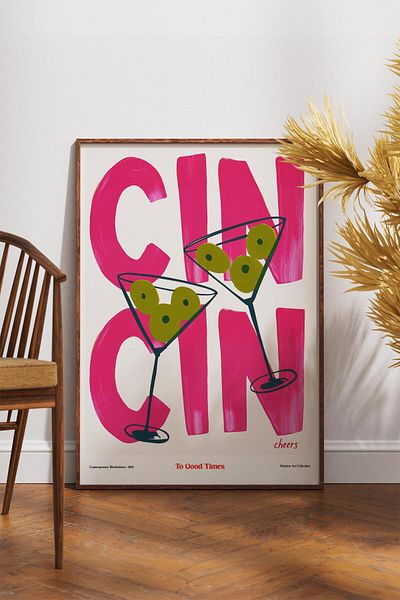 House Gorgeous Poster cu design colorat modern fără rame Cin Cheers Colecția Dolce Vita