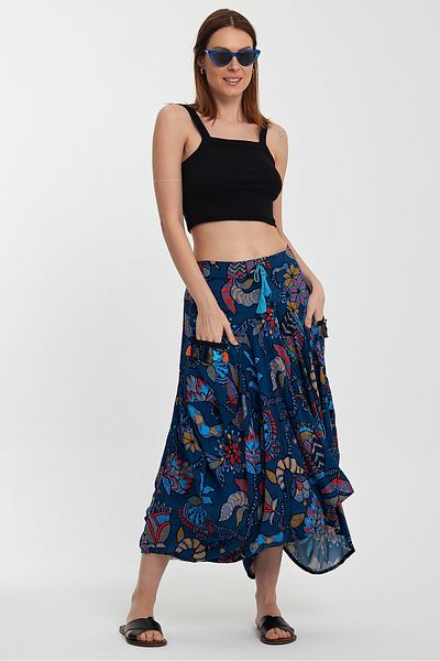 Denismoda Fusta autentică pentru femei cu model - dantelă și talie elastică