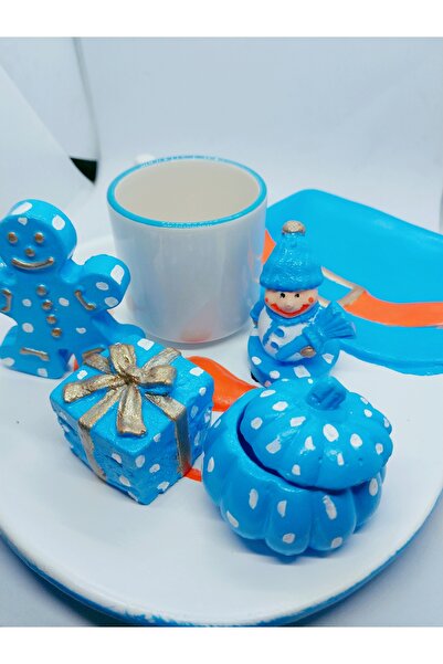 Handmade Fincan dahil yilbasi sunum seti el yapımı dekoratif kahve seti tek kisilik