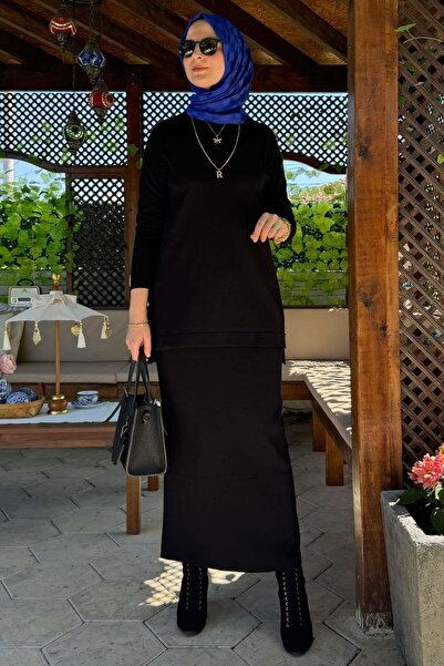 Rabia Şamlı Μαύρο Σεζέν Πλεκτό Σετ