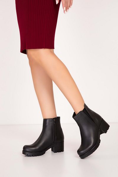 Gondol Botine casual din piele naturală, scurte, cu talie elastică.0077