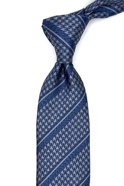 Kravatkolik Blue - Gray Classic Tie with Crow's Feet Wipes Kk12849
