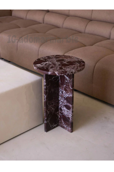 MKM Traverten Doki Mermer Yan Sehpa , Orta Sehpa , Zigon Sehpa