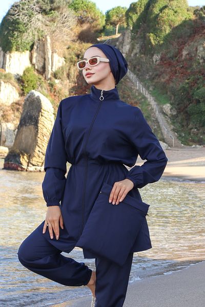 new ats Μαγιό Navy Blue Atlas Hijab - Σετ 4 τεμαχίων με ελαστική μέση