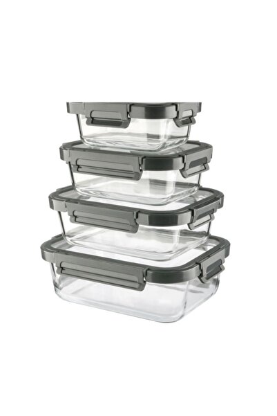 ALBETTO 4-Piece Glass Storage Container 100% Leak Proof Lockable Lid