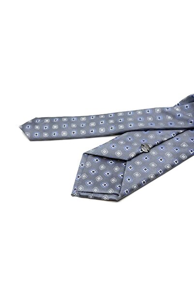 Kravatkolik Κλασική γκραβάτα με μοτίβο γκρι με μαντήλι KK13093