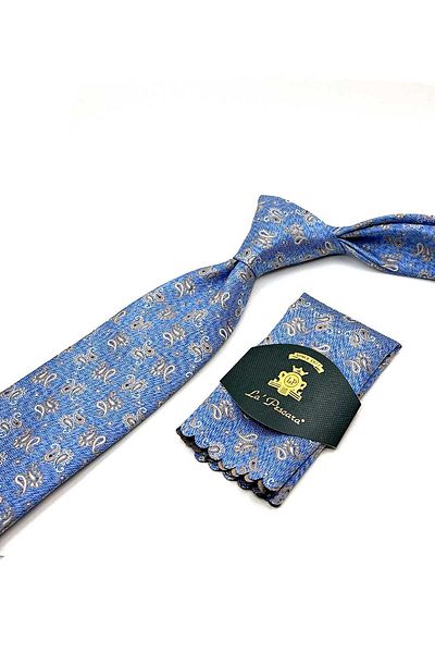Kravatkolik Light Blue Shawl Pattern Handkerchief Classic Tie Kk12927
