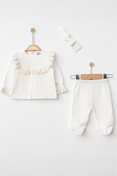 Mini Ropa طقم إكرو للفتيات الصغيرات - باندانا صدفية وملابس لحديثي الولادة