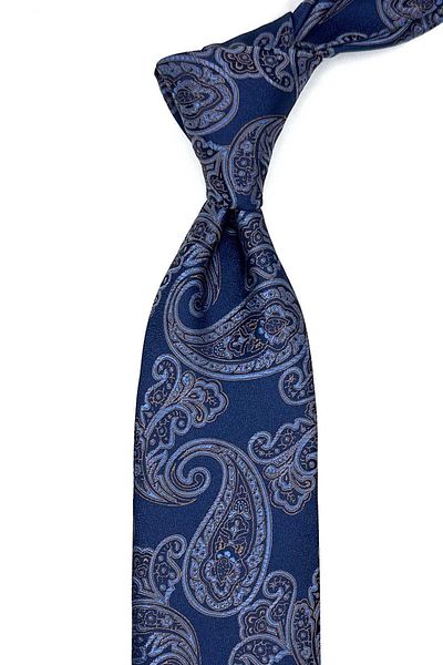 Kravatkolik Navy Blue Shawl Pattern Classic Tie with Handkerchief Kk13049