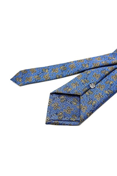 Kravatkolik Κλασική γραβάτα με μπλε σχέδιο σάλι και μαντήλια KK13117
