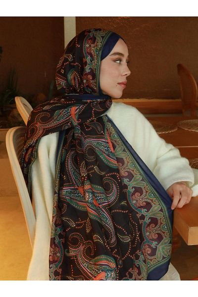 Modakaşmir Βαμβακερό σάλι Paisley με σχέδιο