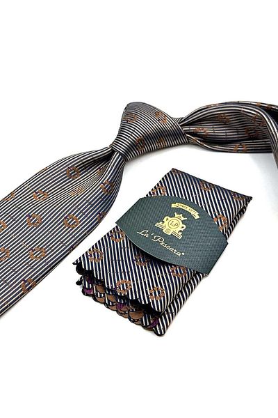 Kravatkolik Beige Floral Pattern Handkerchief Classic Tie Kk13023