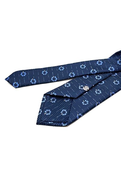 Kravatkolik Κλασική γραβάτα με μοτίβο λουλουδιών μπλε ναυτικό KK13018