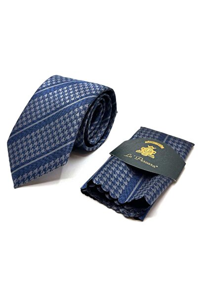 Kravatkolik Blue - Gray Classic Tie with Crow's Feet Wipes Kk12849
