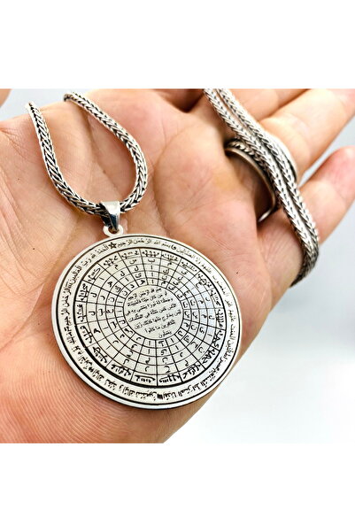 Sima Silver Gümüş Tasarım Oksitli Cennetül Esma Dairesi Esmaül Hüsna Yazılı Otantik Tılsımlı Madalyon 925 Ayar