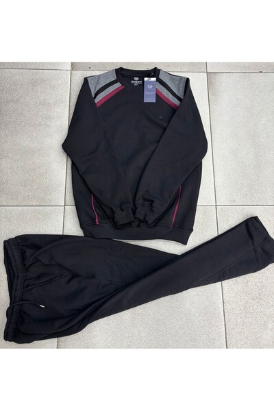 SİMENTİ SİMENTİ Erke SİYA Kışlık 3 İplik PİSKELET YAKA Eşofman Takım BABALAR İÇİN