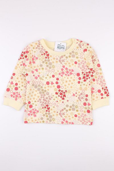 Mini Ropa Yellow Floral Patterned Baby Girl Set - Combed Cotton Sweat Pants