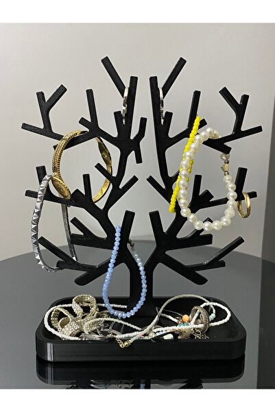 Goplast Premium Suport de bijuterii negru cu design de copac, suport pentru c...