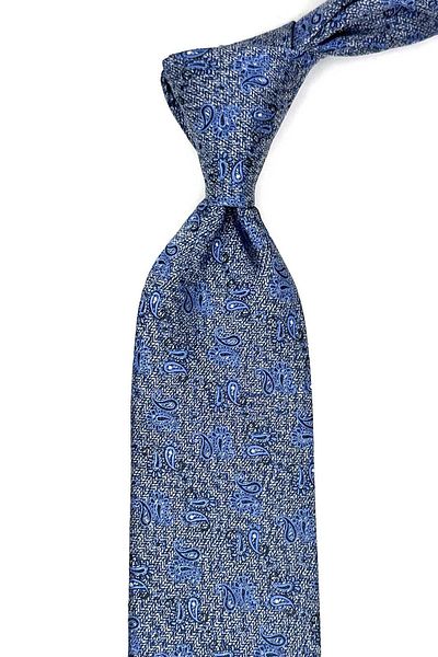 Kravatkolik Classic Tie with Blue Shawl Pattern Handkerchief Kk13110