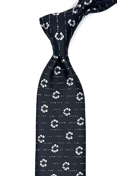 Kravatkolik Black Floral Pattern Handkerchief Classic Tie Kk13025