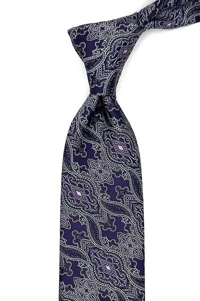 Kravatkolik Plum Shawl Pattern Classic Tie with Handkerchief Kk12865