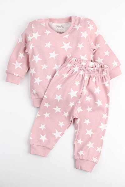 Mini Ropa Star Patterned Seasonal Baby Girl Set Top and Bottom Sweat Set