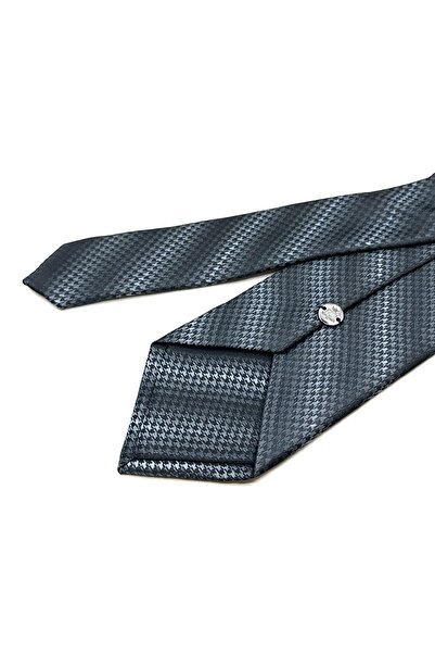 Kravatkolik Black - Gray Classic Tie with Crow's Feet Wipes Kk13015