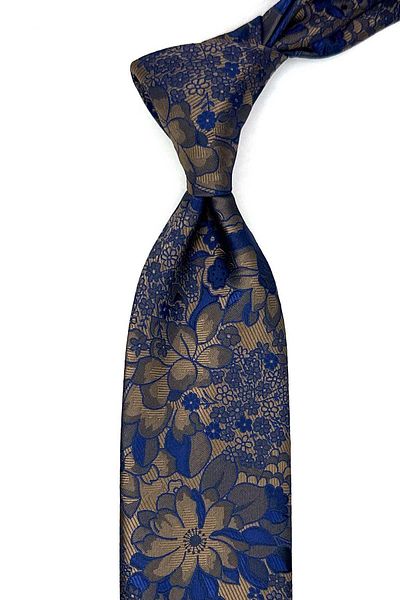 Kravatkolik Beige Floral Pattern Handkerchief Classic Tie Kk12947