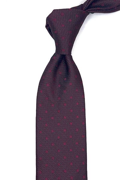 Kravatkolik Claret Red Polka Dot Pattern Classic Tie with Handkerchief Kk13004