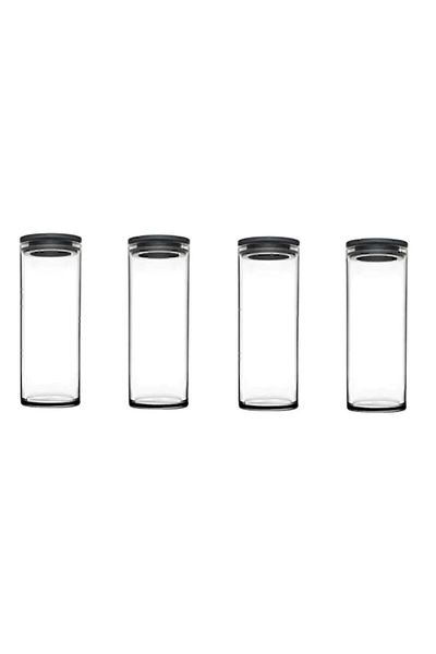 Paşabahçe 43756 Model Vacuum Gray Glass Jar and Food Storage Container - Set of 4 1230 Cc Orgin
