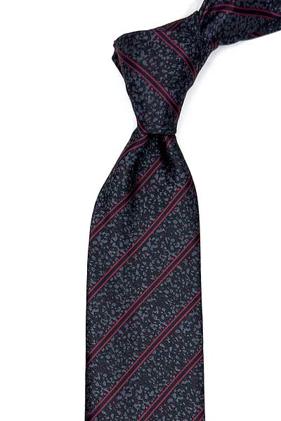 Kravatkolik Classic Tie with Smoked Line Pattern Handkerchief Kk12912