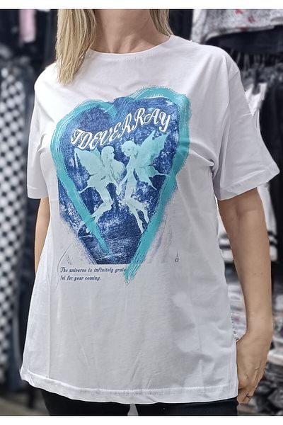 Köstebek Λευκό Unisex T-Shirt Aesthetic Angel Girls