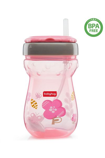 Babyhug Weighted Straw Sipper Pink - 360 ml