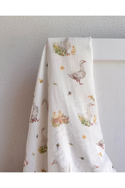 Little Dude 100*100 Patterned Organic Cotton Muslin Blanket - Double Layer Duck and Goose