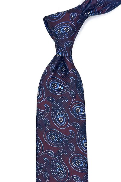 Kravatkolik Claret Red Shawl Pattern Classic Tie with Handkerchief Kk13007