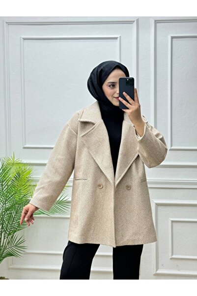 POLANGEL Herringbone 1. klase Postavljeno Ženski Oversize kroj Kašmir tkanina...