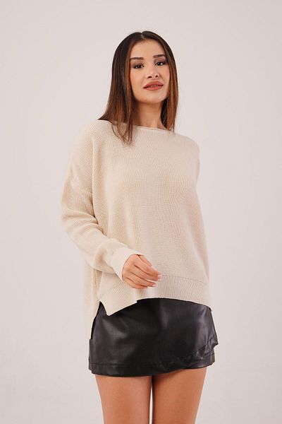Hipo Trend Side Short Slit Thessaloniki Knitted Stone Sweater