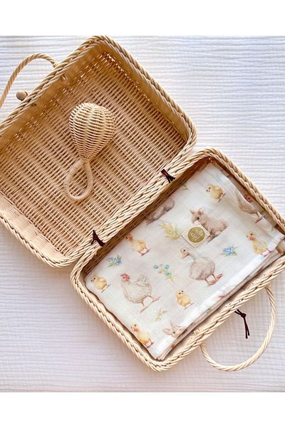 Little Dude 100% Organic Cotton Double Layer Patterned Muslin Blanket - 100*100