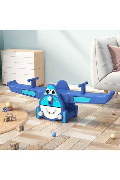 Fab N Funky Fab N Funky Classic Airplane Seesaw - Durable Children's Outdoor Play Equipment, Blue